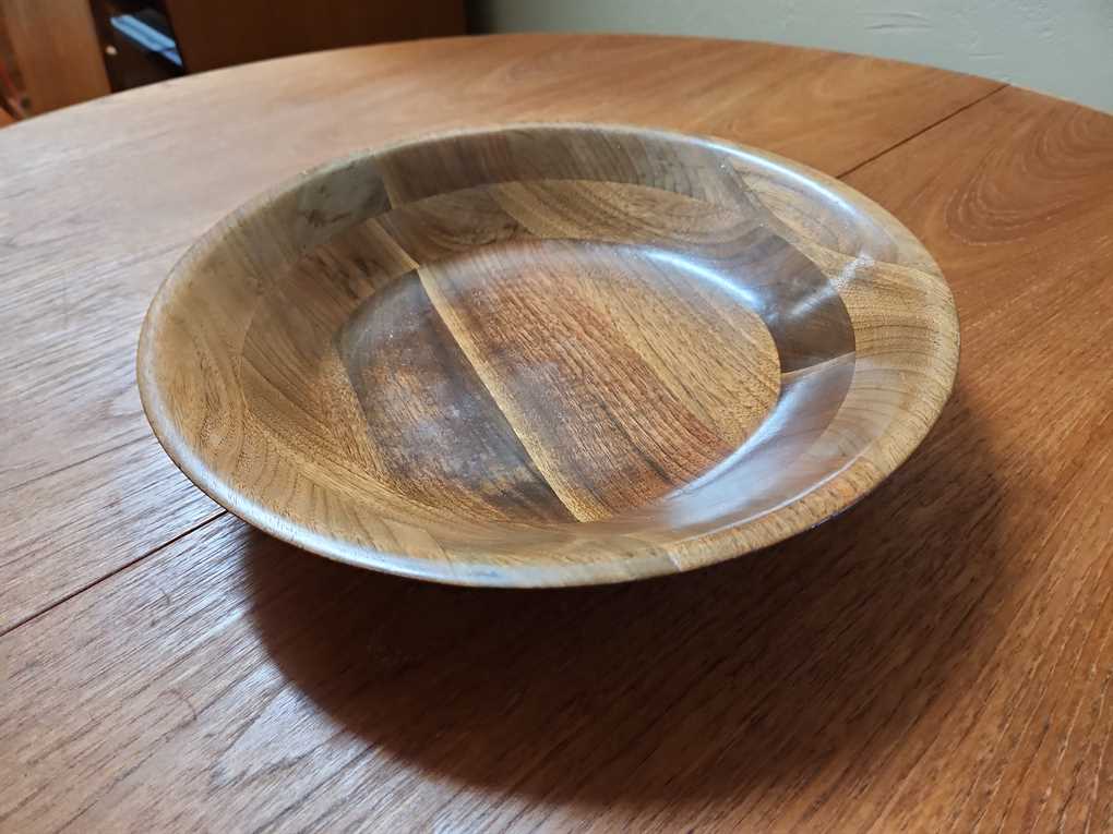 Teak And Walnut Handmade Serving Bowl