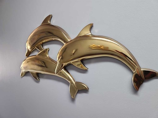 [MB01302] Molded Plastic Large Dolphin Wall Hanging Made in USA by Syroco