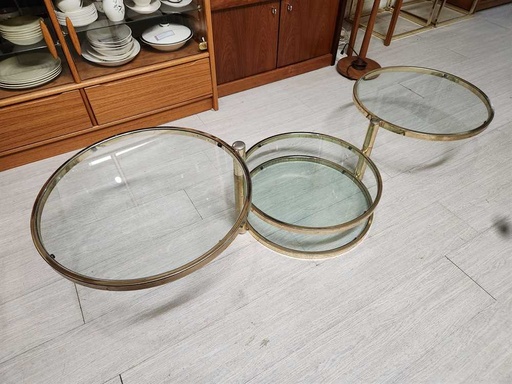 [CT00151] Brass & Glass 4 Level Coffee Table - Milo Baughman Reproduction