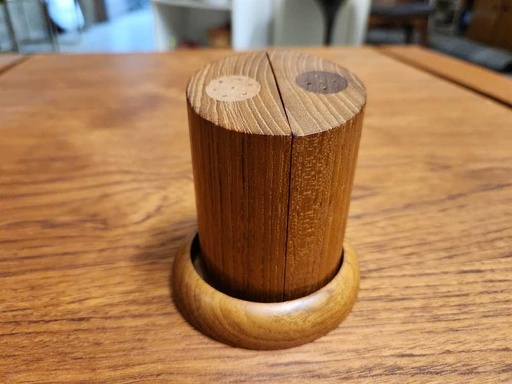 [CT00167] Danish Teak Salt and Pepper Shakers w/ Charger Plate