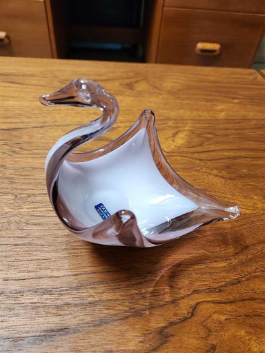 [MB01777] VAN Crystal Italy Swan Art Glass Bowl