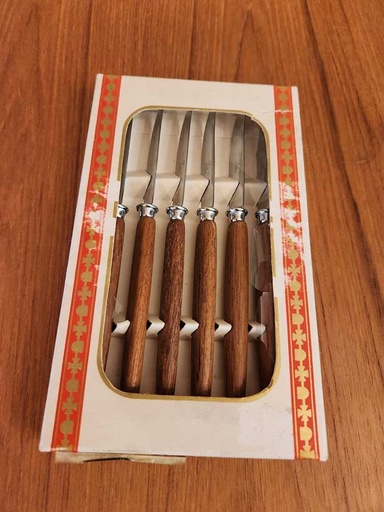 [CT00173] Set of 6 Geilo Norway Teak Handled Stainless Butter Knives