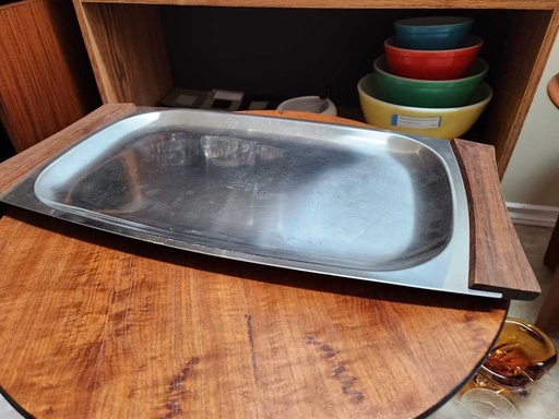 [MB01951] Large Teak and Stainless Serving Tray