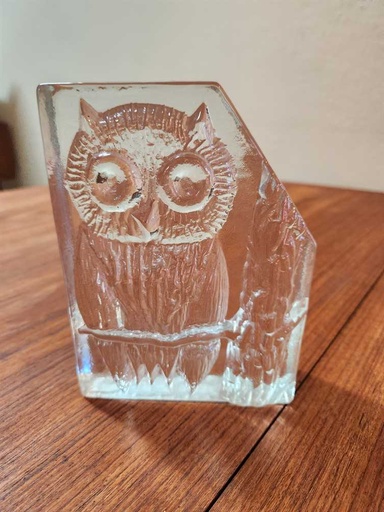 [MB02017] Pukeberg Sweden Owl Bookend / Paperweight