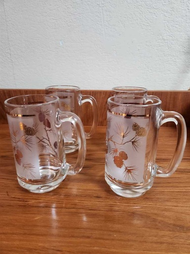 [MB02067] Libbey Golden Acorn Set of 4 Beer Mugs