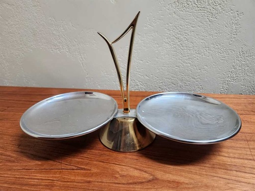 [MB02078] Kromex Brass and Chrome Serving Tray