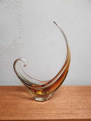 [MB02126] Large Continental Glass (Calgary) Basket - Clear/Green/Amber