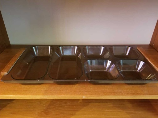 [MB02216] Teak and Smoked Plastic Condiment Tray