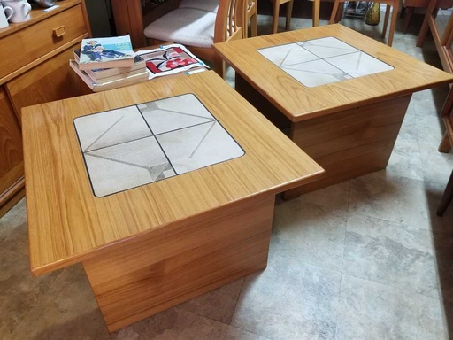 [MB02218] Pair of Gangso Mobler Teak and Tile End Tables