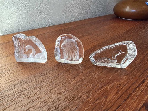 [MB02361] Artic Glass Canada Set of 3 Animal Sculptures - Eagle, Goose, Loon