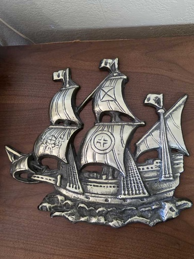 [MB02371] Brass Made In Japan Sailing Ship Wall Hanging