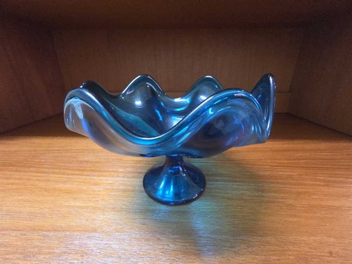 [CT00378] Viking Glass Bluetique 6 Petal Compote Dish
