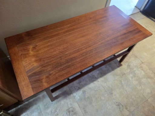 [MB02455] Danish Teak Coffee Table with Runged Undershelf