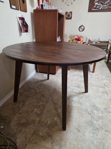 [MB02544] Fanica Solid Walnut Round Dining/Kitchen Table
